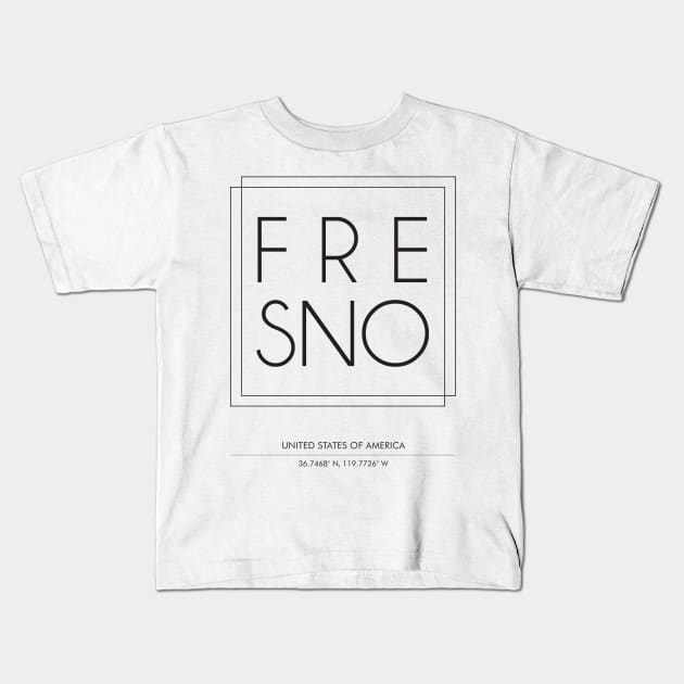 Fresno Cty Typography Kids T-Shirt by StudioGrafiikka